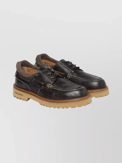 WOOLRICH LACE-UP SHOES WITH CONTRAST SOLE AND STITCH DETAILING