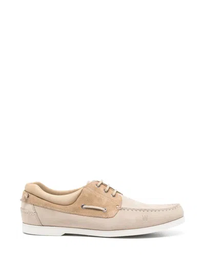 Woolrich Lace-up Fastening Almond Toe Shoes With Pull Tab In Neutral