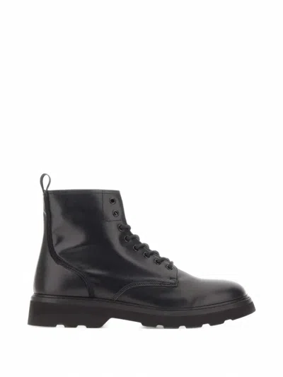 Woolrich Lace-up Leather Boots In Black