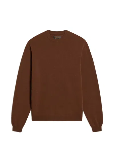 Woolrich Lambswool Crew-neck Sweater In Brown