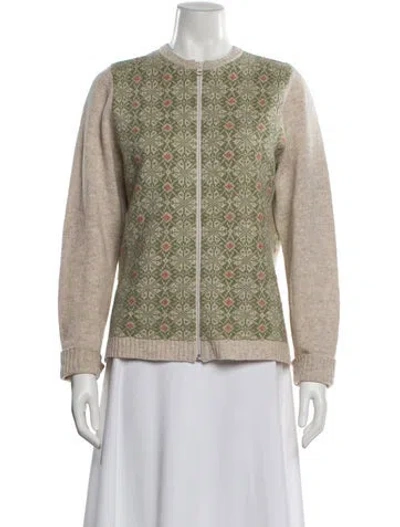 Pre-owned Woolrich Lambswool Printed Sweater In Green