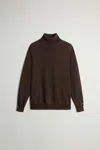 Woolrich High Neck Brown Wool Sweater In Brown