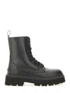 Woolrich Textured Leather Work Boot Coat Boots With Side Leather In Black