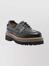 Woolrich Leather Boat Loafers Lug Sole In Black