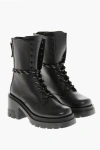 Woolrich Leather Combat Booties With Carrion Sole 7cm In Black