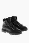 Woolrich Leather Hiking Booties With Shearling Lining In Black