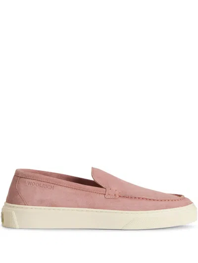 Woolrich Suede Leather Slip On Sneakers In Pink