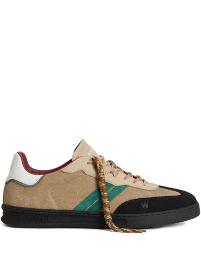 Woolrich Leather Panel Trainers In Neutral