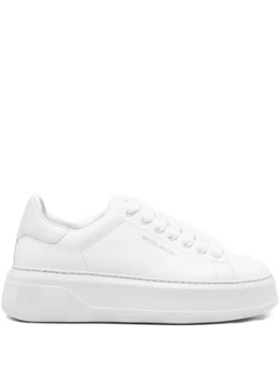 Woolrich Leather Platform Low-top Sneakers In White