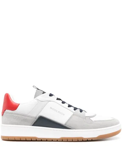 Woolrich Colour-block Leather Sneakers In White
