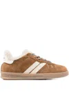Woolrich Premium Leather Sneakers Featuring Contrast Stitching In Brown
