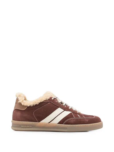 Woolrich Leather Sneakers In Brown
