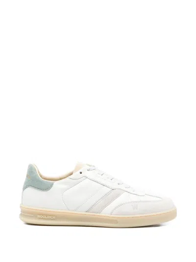 Woolrich Double U Leather Sneakers Low Top Design In White