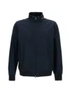 Woolrich High Collar Blue Bomber Jacket With Two-way Zip Closure In Blue