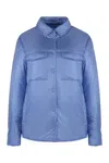 WOOLRICH LIGHT BLUE NYLON OVERSHIRT FOR WOMEN