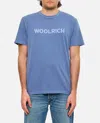 Woolrich Light Garment Dyed T-shirt With Logo In Blue