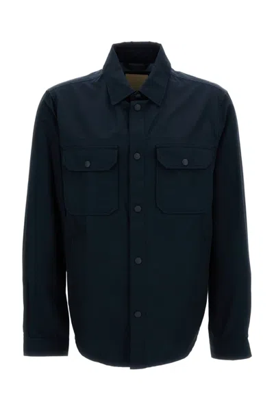 Woolrich Light Ramar Overshirt With Classic Collar In Black