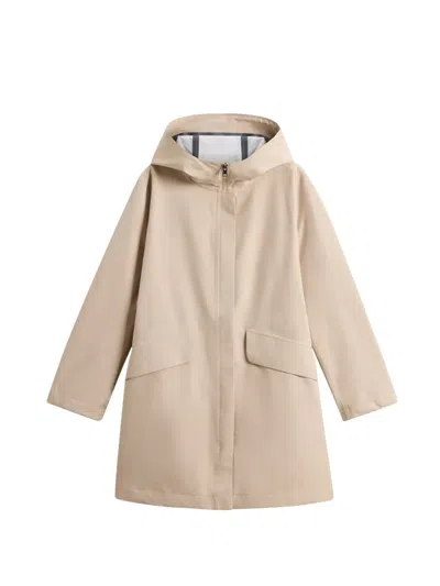 Woolrich Light Stretch Parka Coat In Neutral