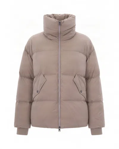 Woolrich Light Taupe Kelly Short Quilted High Collar Down Jacket In Neutral