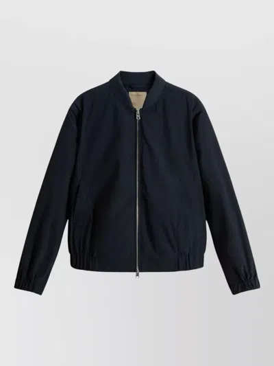 Woolrich Lightweight Bomber Jacket Elastic Cuffs Hem Pockets In Blue