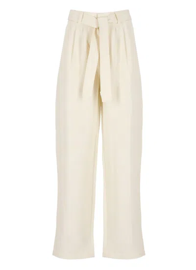 Woolrich Linen And Cotton Pants In Plaster White