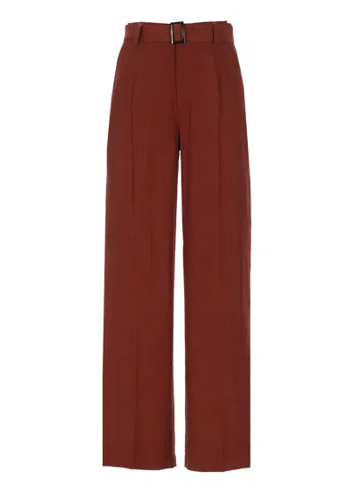 Woolrich Linen And Viscose Pants In Brown
