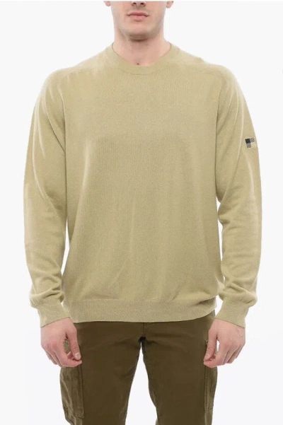 Woolrich Linen Blend Crewneck Sweater In Beige