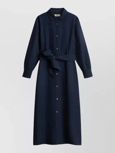 Woolrich Linen Blend Midi Shirt Dress Belt