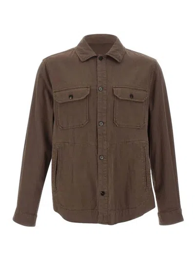 Woolrich Linen Blend Safari Overshirt Gd Slate Black