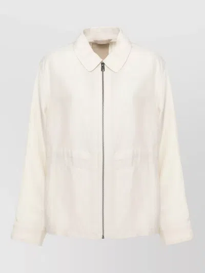 Woolrich Linen Blend Short Jacket Long Sleeves In Neutral