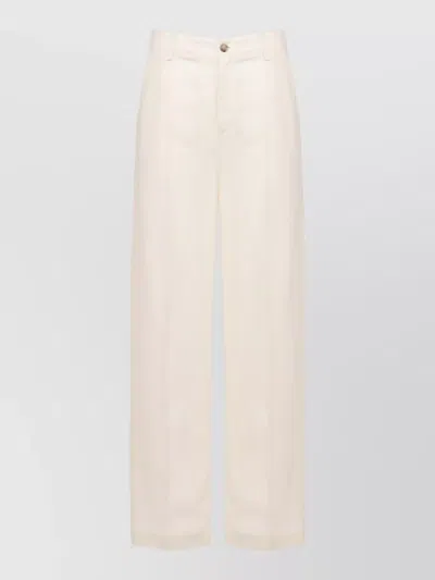 Woolrich Linen Blend Straight Pants Belt Loops In Neutral