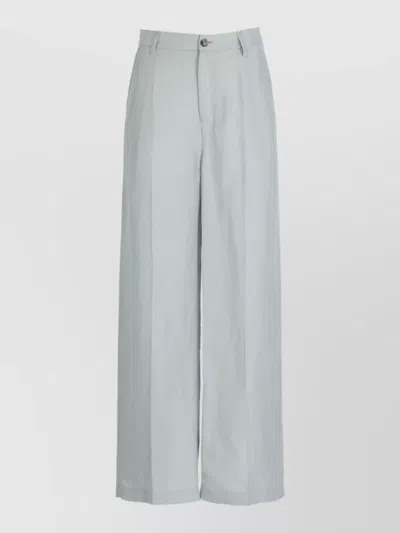 Woolrich Linen Blend Wide Leg Tailored Pants In Green