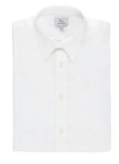Woolrich Linen Shirt In Bianco
