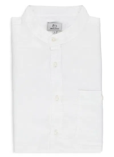 Woolrich Linen Shirt In Bianco