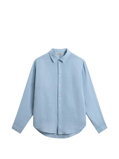 Woolrich Linen Shirt In Blue