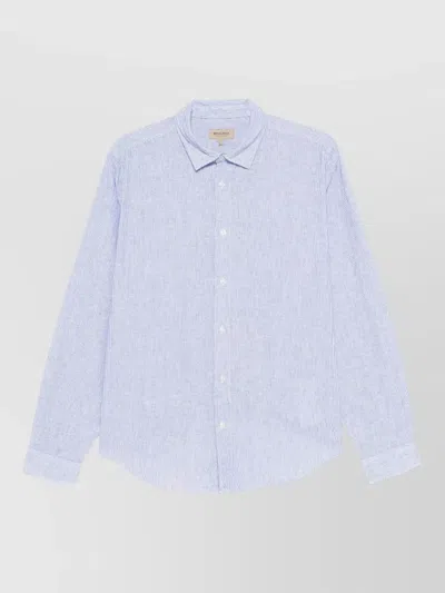 Woolrich Linen Shirt Long Sleeve Striped Design In Blue