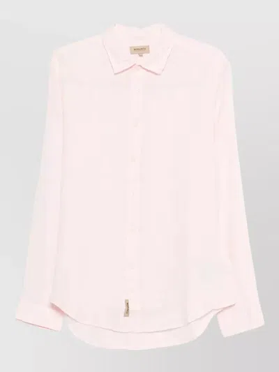 Woolrich Linen Shirt Long Sleeves Button Down Collar In Pink