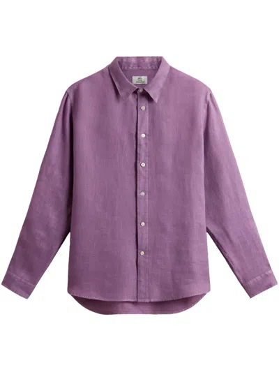 Woolrich Linen Shirt In Purple