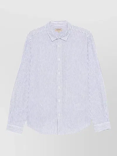 Woolrich Striped Cotton-linen Long-sleeve Button-down Shirt In Multi