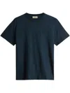Woolrich Pure Linen T-shirt With Embroidered Logo In 蓝色