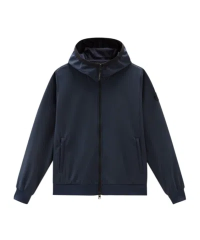 Woolrich Logo-appliqué Hoodie In Blue