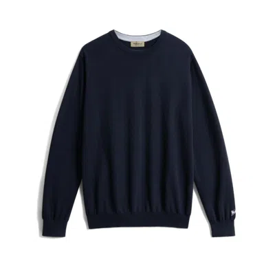 Woolrich Logo Cotton Crew Neck T-shirt In Melton Blue