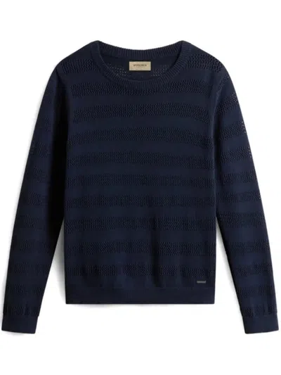 Woolrich Logo Cotton Crewneck Clothing In Multicolor