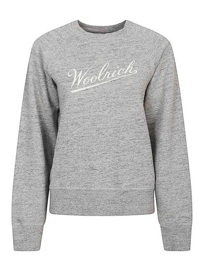 Woolrich Logo Cotton Sweatshirt In Gray