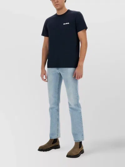 Woolrich Logo Crew Neck Graphic Print Short Sleeves In Blue