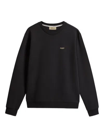 Woolrich Logo Crew-neck Sweater In Black