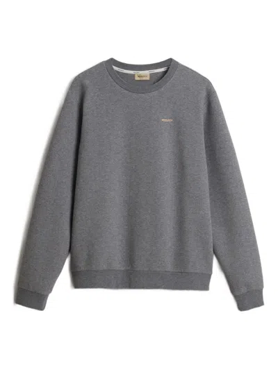Woolrich Logo Crew-neck Sweatshirt In Gray
