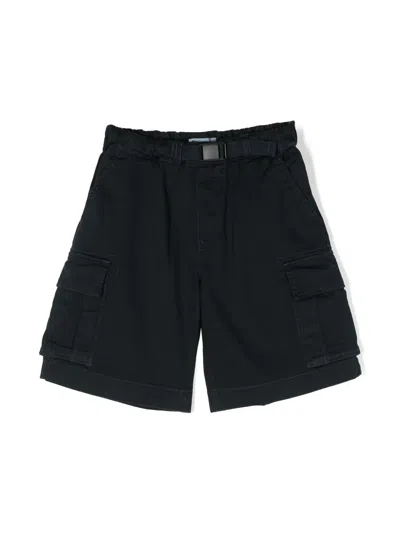 Woolrich Kids' Logo-detail Cotton Shorts In Blue