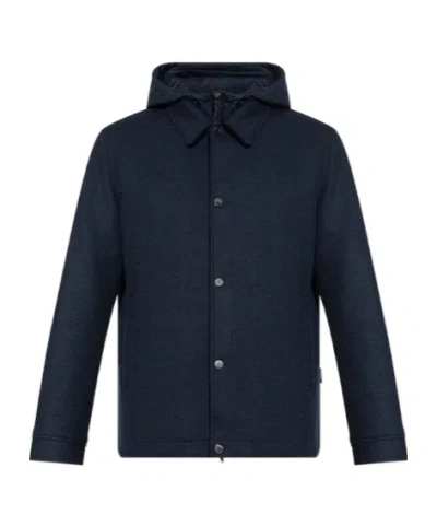 Woolrich Logo Detailed Hooded Jacket In Black