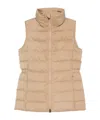 Woolrich Quilted Beige Jacket With High Stand Collar In Brown